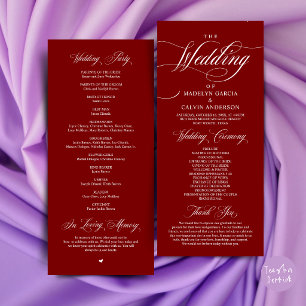 Classic Elegance Burgundy Wedding Ceremony Order Programme