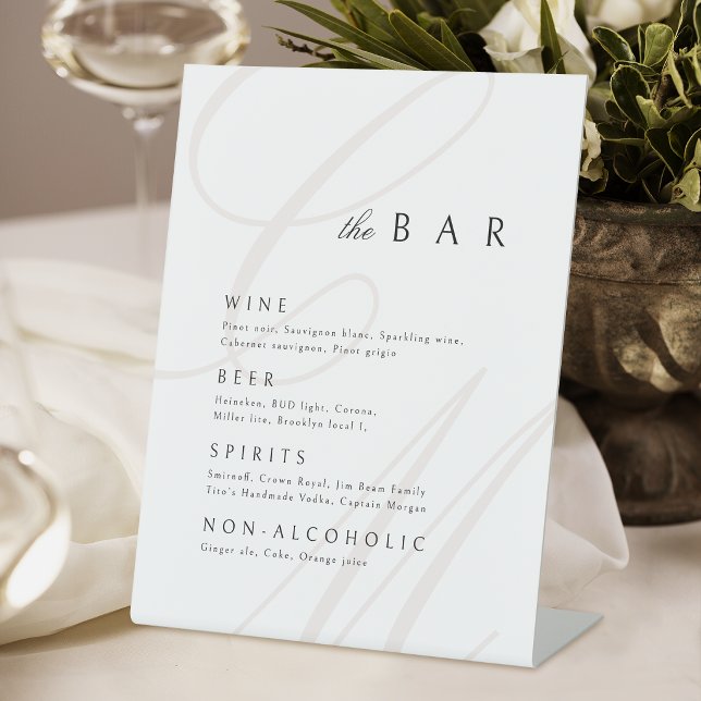 Classic Elegance Calligraphy Monogram Bar Menu Pedestal Sign (Classic Elegance Calligraphy Monogram Bar Menu Pedestal Sign)
