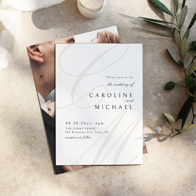 Classic Elegance calligraphy monogram wedding Invitation (Classic Elegance calligraphy monogram wedding Invitation)