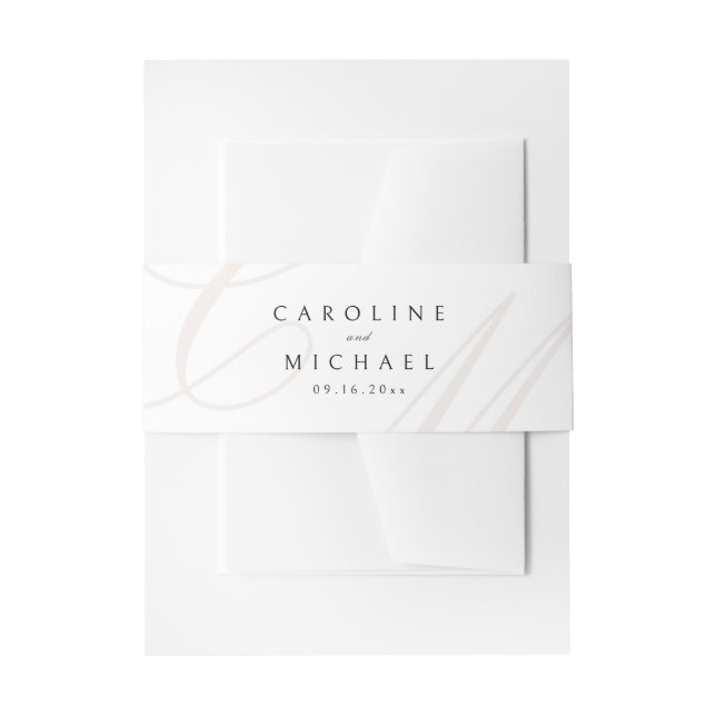 Classic Elegance Calligraphy Monogram Wedding Invitation Belly Band (Front Example)