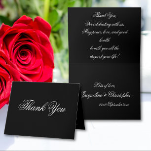Classic Elegance Chic Script Stylish Black & White Thank You Card