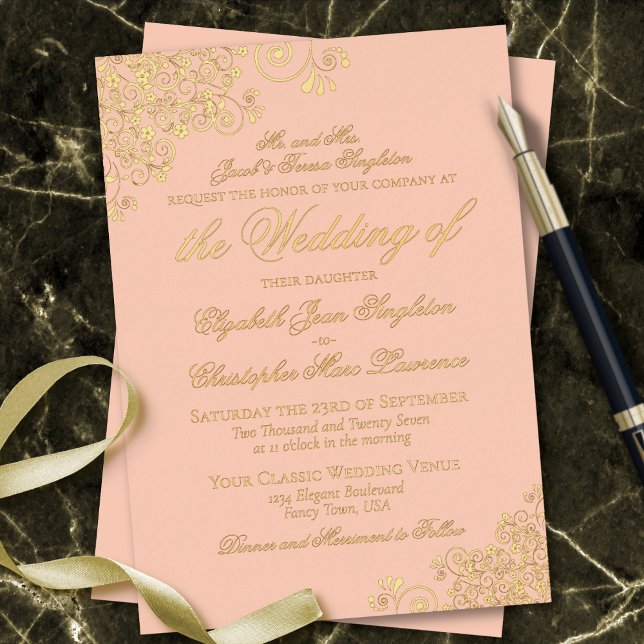 Classic Elegance Coral Peach Formal Wedding Gold (Creator Uploaded)