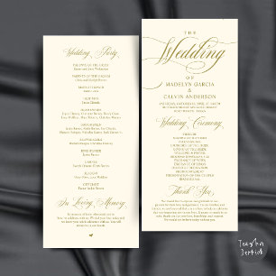 Classic Elegance Cream Gold Wedding Ceremony Order Programme