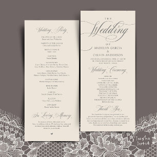 Classic Elegance Cream Grey Wedding Ceremony Order Programme