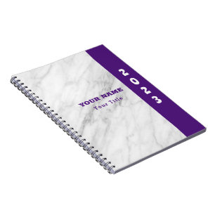 Classic Elegance Customise Name White Marble Notebook