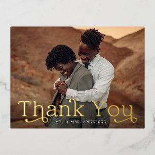 Classic Elegance Foil Photo Thank You Postcard