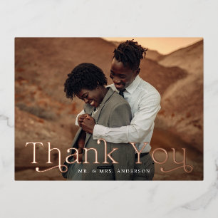 Classic Elegance Foil Photo Thank You Postcard