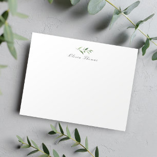 Classic Elegance Greenery Personalised Stationery Card