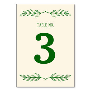Classic Elegance Ivory & Emerald Islamic Wedding Table Number