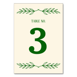 Classic Elegance Ivory & Emerald Islamic Wedding Table Number