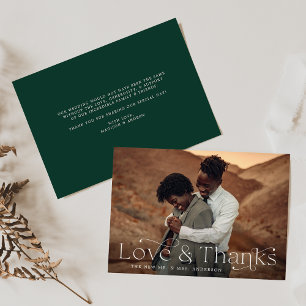 Classic Elegance Love and Thanks Green Photo Thank You Card