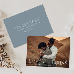Classic Elegance Love and Thanks Slate Blue Photo Thank You Card