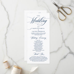 Classic Elegance Navy Blue, Wedding Ceremony Programme