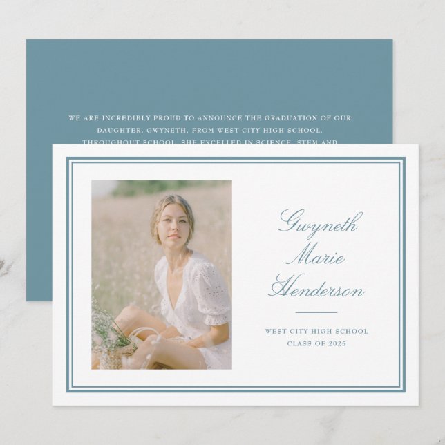 Classic Elegance Photo Graduation Announcement (Front/Back)