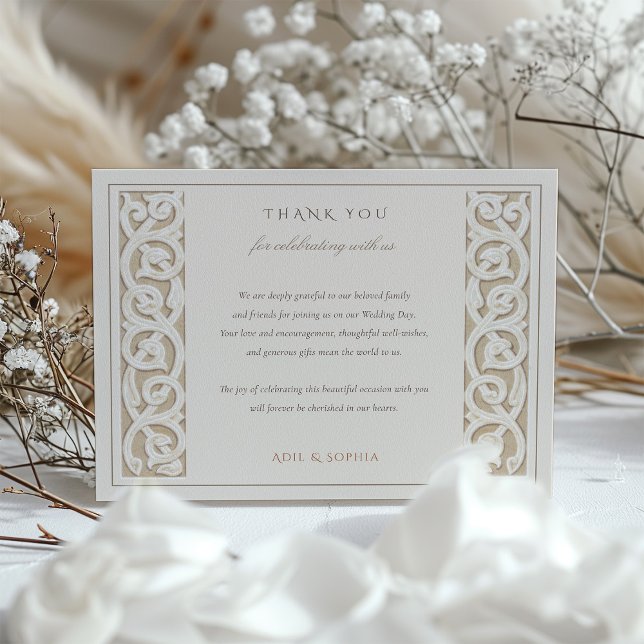 Classic Elegance Printed Emboss Thank You Card (Creator Uploaded)