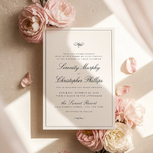 Classic Elegance Script Black And White Wedding Invitation