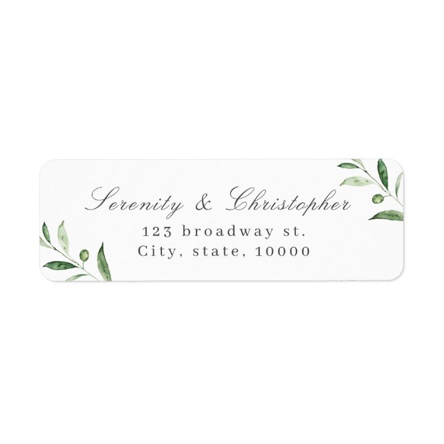 Classic Elegance Script Greenery return address (Front)