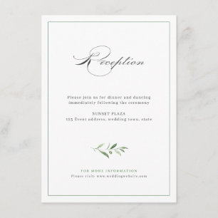 Classic Elegance Script Greenery Wedding Reception Enclosure Card