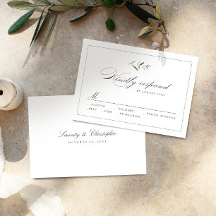 Classic Elegance Script Greenery wedding RSVP Card