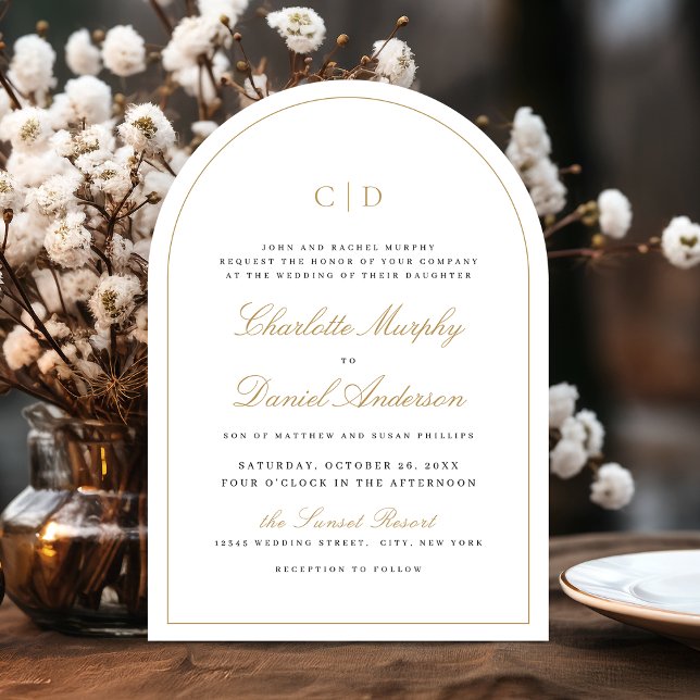 Classic Elegance Script Monogram Arch Wedding Invitation (Classic Elegance Script Monogram Arch Wedding Invitation)