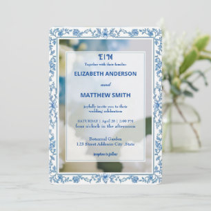 Classic Elegance Script monogram flower wedding Invitation