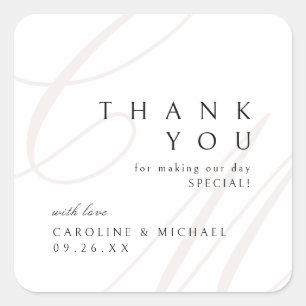 Classic Elegance Script monogram wedding favours Square Sticker