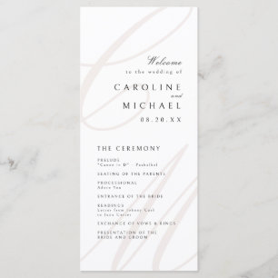 Classic Elegance Script Monogram Wedding Program Menu