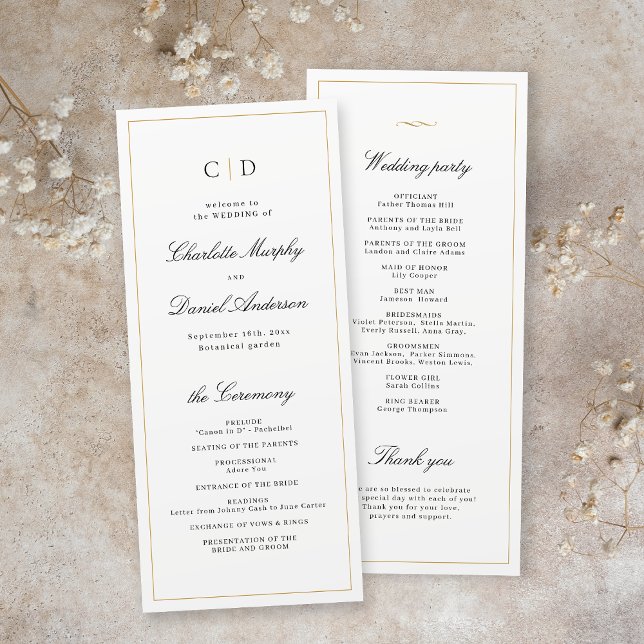 Classic Elegance Script Monogram Wedding Program Menu (Classic Elegance Script Monogram Wedding Program)