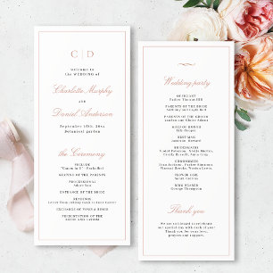 Classic Elegance Script Monogram Wedding Program Menu