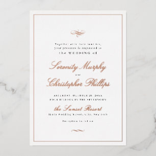 Classic Elegance Script Rose Gold Simple Wedding F