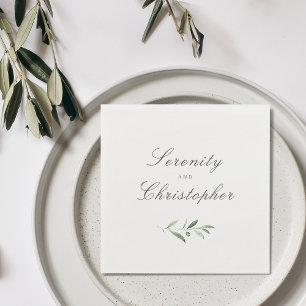 Classic Elegance Script Simple Greenery Wedding Napkin