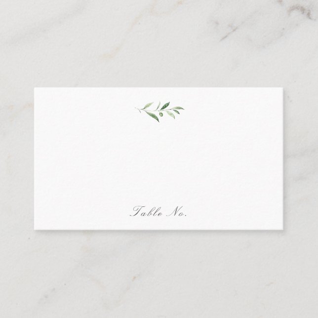 Classic Elegance Script Simple Greenery Wedding Place Card (Front)