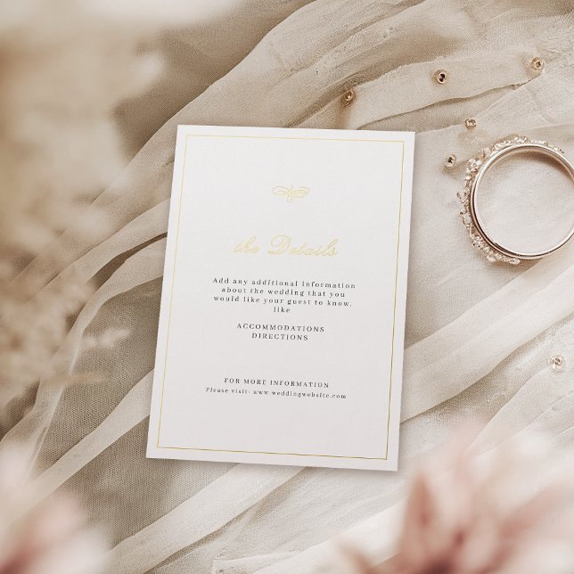 Classic Elegance Script Simple Wedding Details (Classic Elegance Script Simple Wedding Details Foil Invitation)