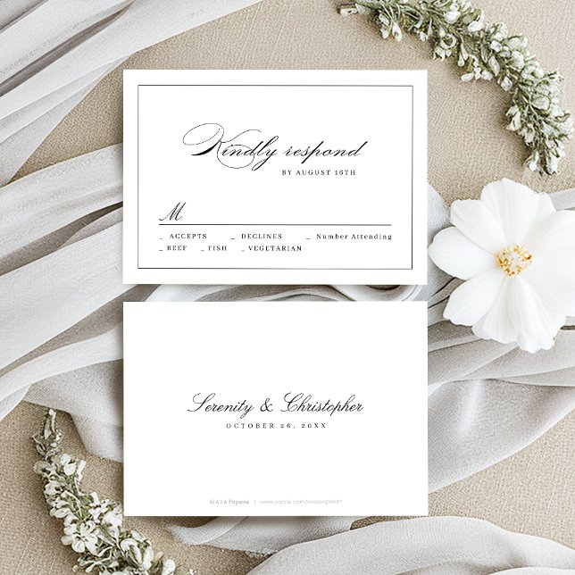 Classic Elegance Script Simple wedding RSVP Card (Classic Elegance Script Simple wedding RSVP)