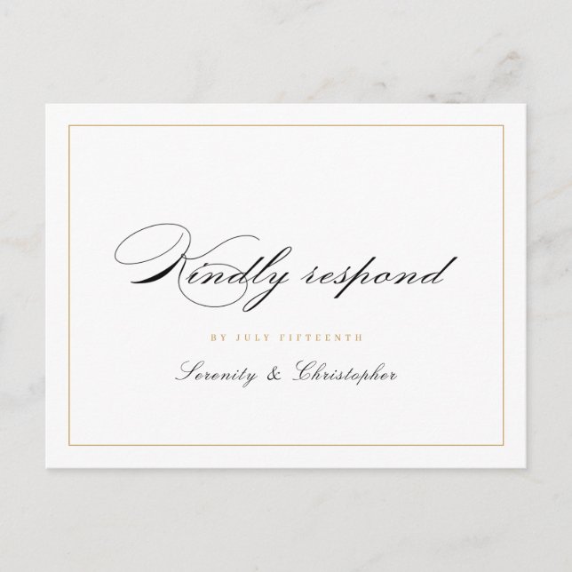 Classic Elegance Script Simple wedding RSVP Invita Invitation Postcard (Front)