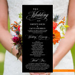 Classic Elegance Script, Wedding Ceremony Programme<br><div class="desc">Elegant Classy Black script,  Wedding Ceremony Program in 4x9 inches (long) card.
 It is designed with scroll accent that can be personalised with custom/ personalised text for your bridal party,  ceremony details,  memorial notes and thank you message.</div>