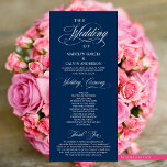 Classic Elegance Script, Wedding Ceremony Programme<br><div class="desc">Elegant Classy Black script,  Wedding Ceremony Program in 4x9 inches (long) card.
 It is designed with scroll accent that can be personalised with custom/ personalised text for your bridal party,  ceremony details,  memorial notes and thank you message.</div>