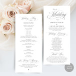 Classic Elegance Script, Wedding Ceremony Programme<br><div class="desc">Modern Classy Wedding Program card. It is designed with scroll accent that can be personalised with custom/ personalised text for your bridal party,  ceremony details,  memorial notes and thank you message.</div>