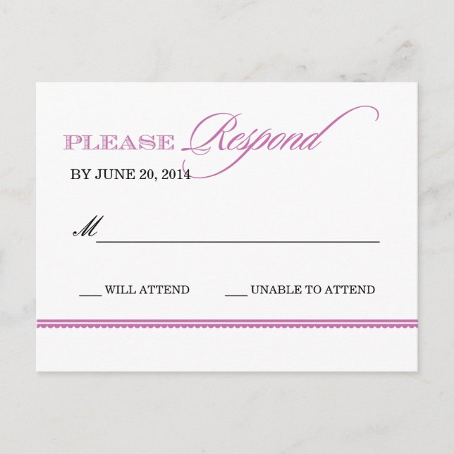 Classic Elegance Wedding Reply Postcard (Front)