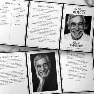 Classic Elegant 2-Photo Funeral/Memorial Tri-Fold Programme