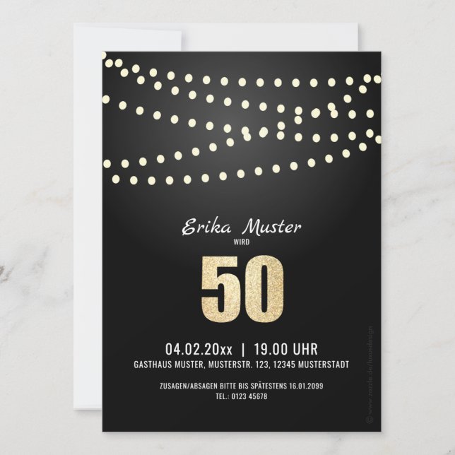 Classic & Elegant 50th Birthday Invitation (Front)