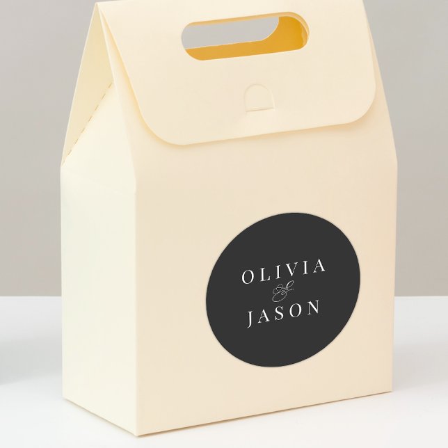 Classic Elegant Ampersand Black and White Wedding Classic Round Sticker (Creator Uploaded)