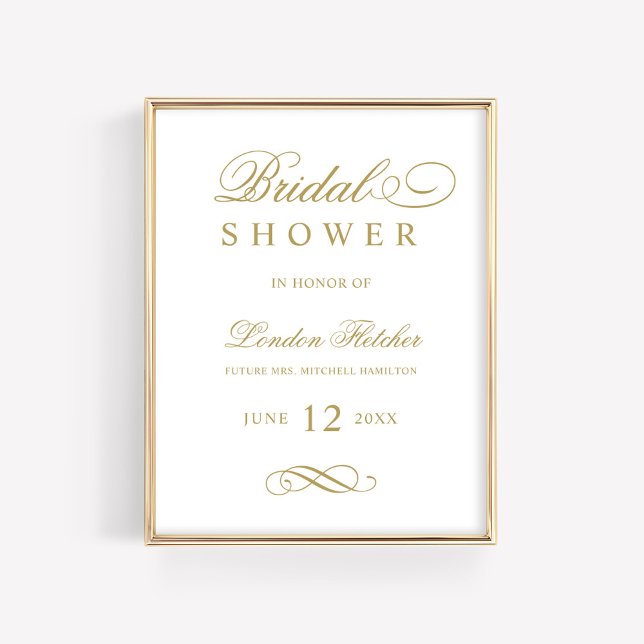 Classic Elegant Antique Gold Wedding Bridal Shower Poster (Creator Uploaded)