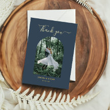 Classic Elegant Arch Photo Wedding Thank You Card