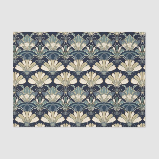 Classic Elegant Art Deco Fan Patterned Tissue Paper (Front)
