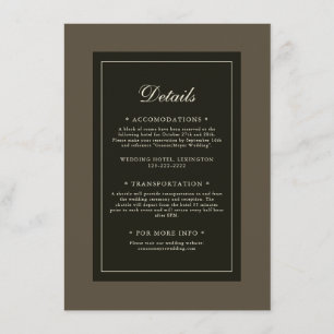 Classic Elegant Autumn Brown Wedding Details Enclosure Card