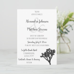 Classic Elegant B&W Joshua tree Silhouette Wedding Invitation