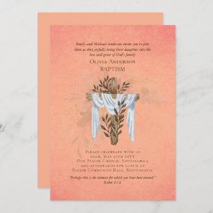 Classic Elegant BAPTISM Invite Coral