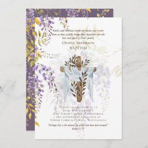 Classic Elegant BAPTISM Invite Wisteria Purple