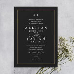 Classic Elegant Black and Gold Wedding Invitation<br><div class="desc">This Classic Elegant Gold Wedding Invitation is simple and versatile. It features a chic white and black design with a monogram,  script details,  simple gold frame and formal editable text. Click the edit button to customize this design.</div>